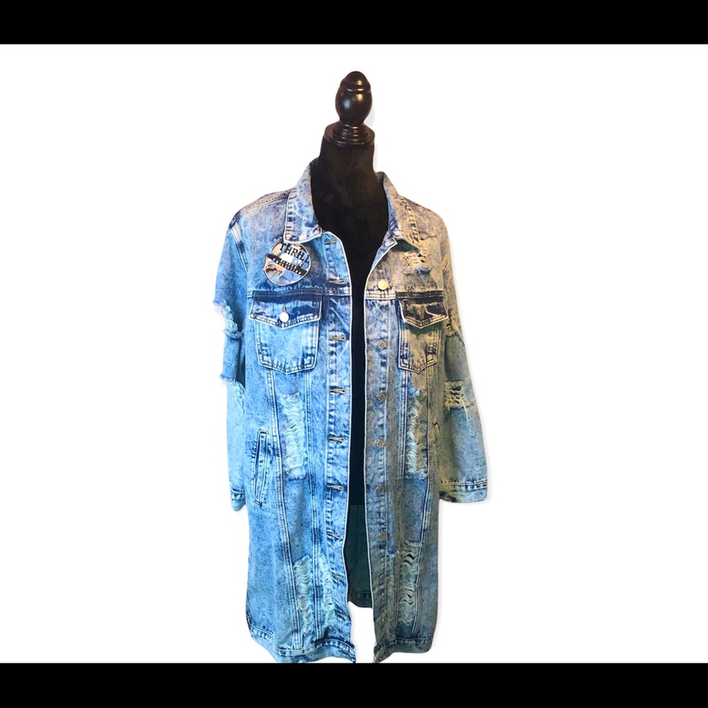 Distressed Trench Jean Jacket